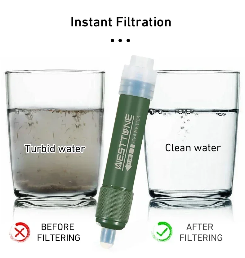 Water Filter Straw - Westtune في الهواء الطلق التخييم الصغير